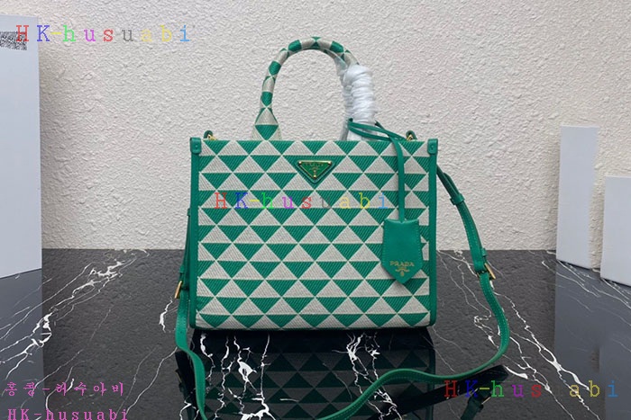 ★미러급★프라다 심볼 자카드 패브릭 스몰 토트 1BA354-3
