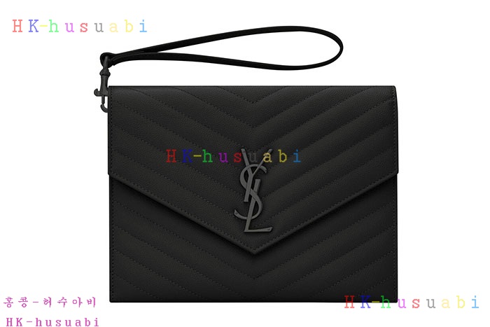★미러급★ 입생로랑 퀼트 처리된 그랑 드 뿌드르 엠보스드 가죽 소재의 MONOGRAM 클러치 617662-3