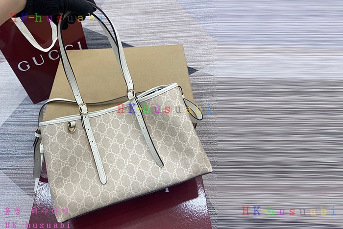 ★미러급★구찌 GG 엠블럼 스몰 레더 토트 백 베이지 화이트 815214-3