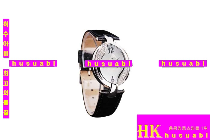 ĵ ڽð Replica Chopard Japanese Quartz MOVEMENT Polished Case Fancy Bezel Black leather Bracelet Women. sa-14