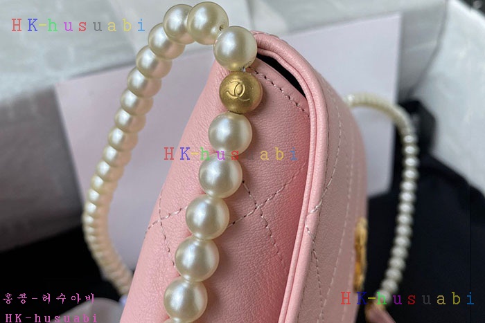 ★미러급★샤넬 카프스킨 퀼팅 CC 로고 펄 스트랩 스몰 호보백 AS2503-4
